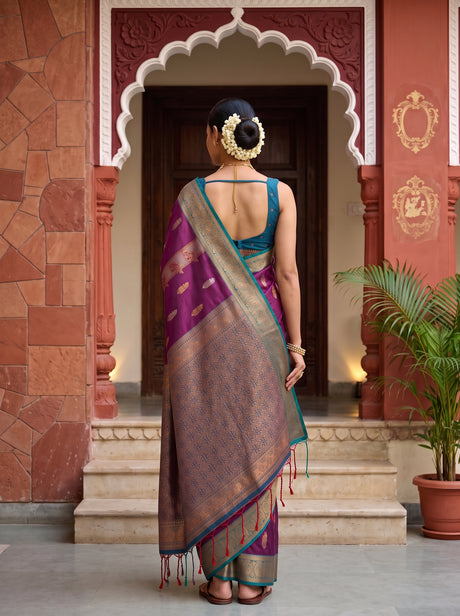 MIMOSA Wine Saree Saree — pose 2 styling detail