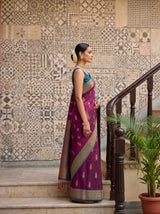 MIMOSA Wine Saree Saree — pose 3 styling detail