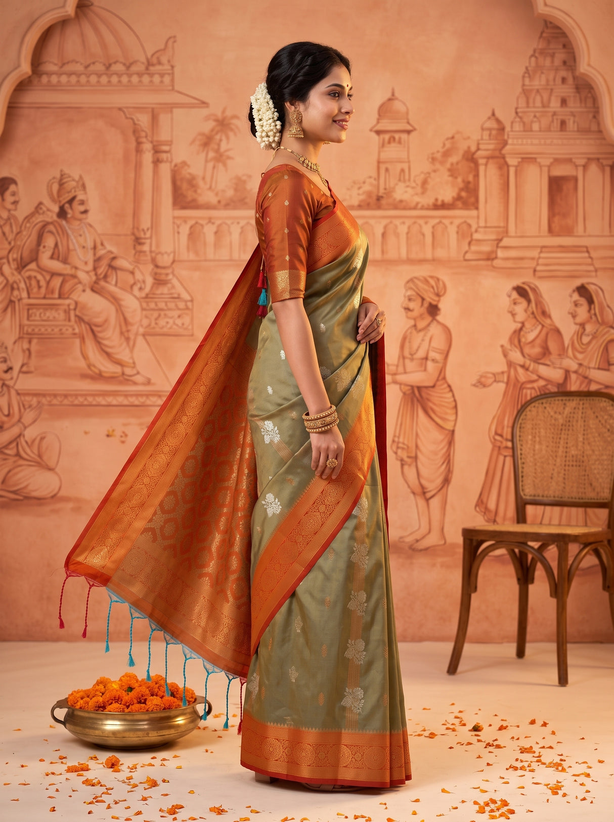MIMOSA Grey Saree Saree — pose 3 styling detail