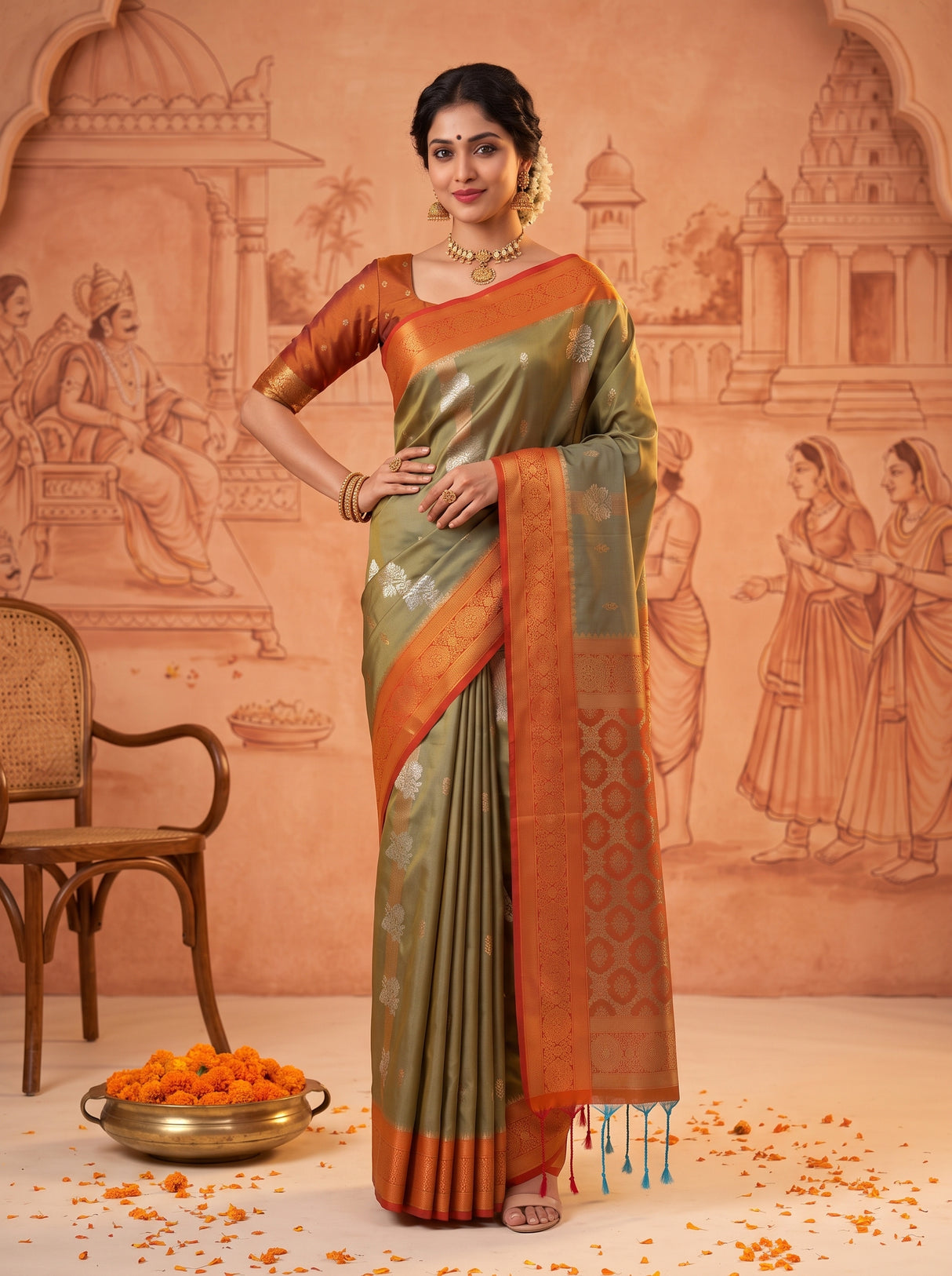 MIMOSA Grey Saree Saree — pose 4 styling detail