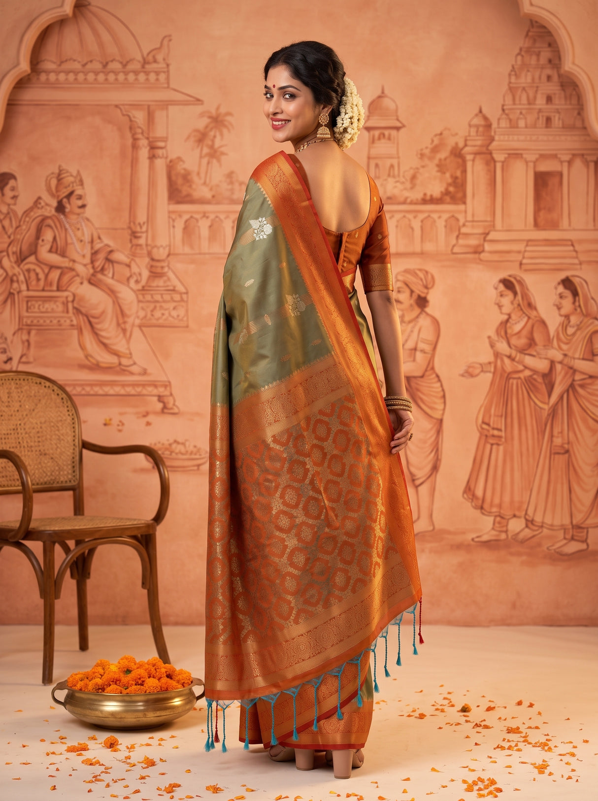 MIMOSA Grey Saree Saree — pose 7 styling detail