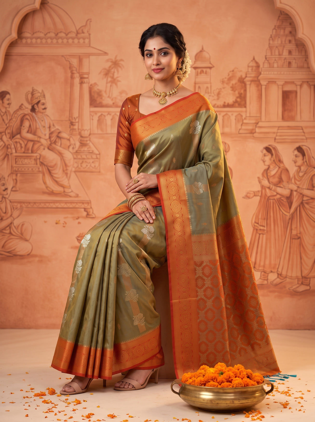 MIMOSA Grey Saree Saree — pose 8 styling detail