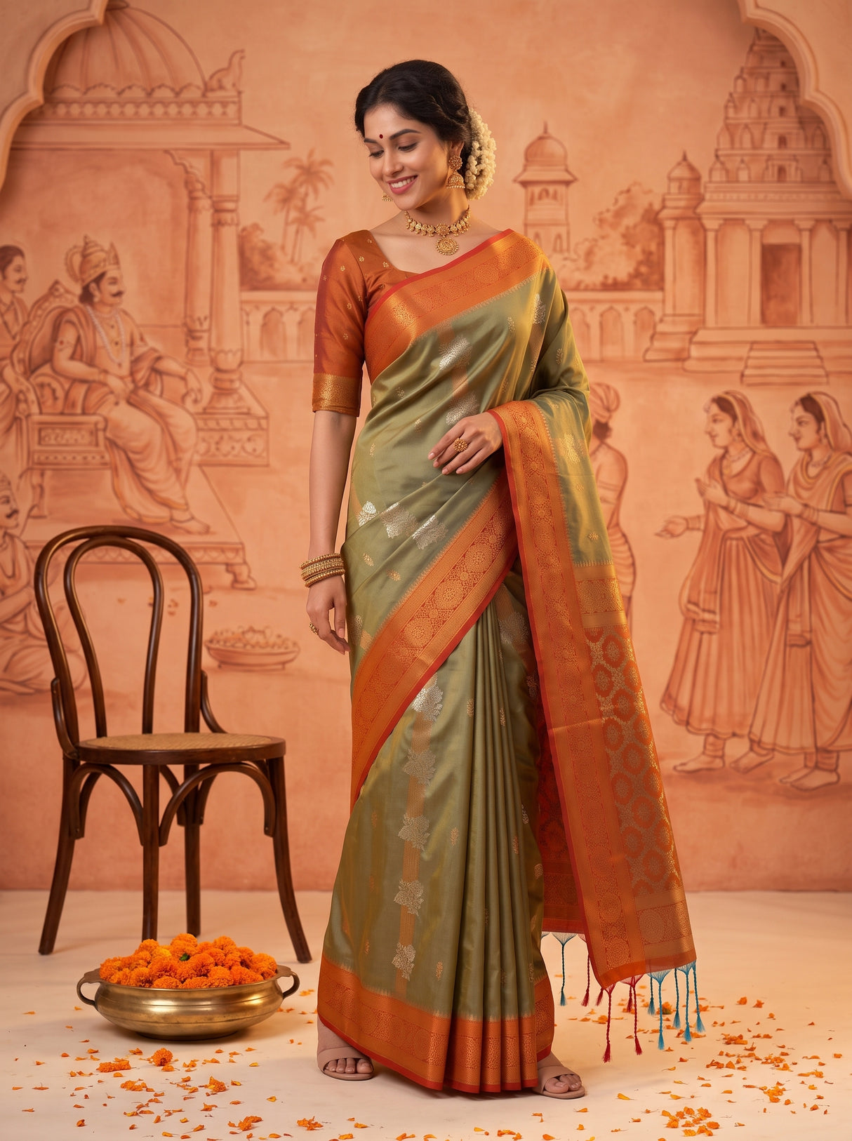 MIMOSA Grey Saree Saree — pose 9 styling detail