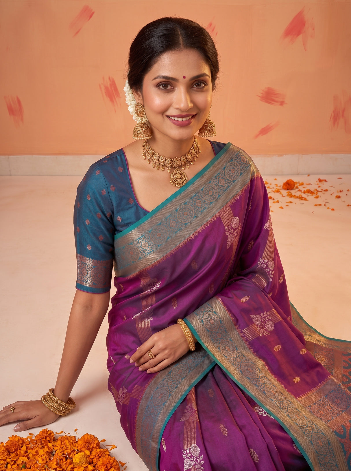 MIMOSA Magenta Saree Saree — pose 10 styling detail
