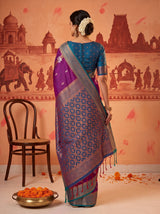 MIMOSA Magenta Kanjivaram Art silk Saree — Saree pallu and body shot