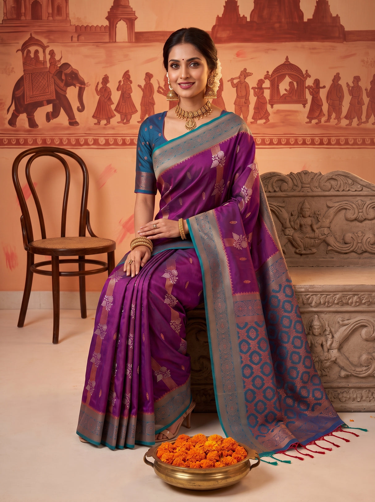 MIMOSA Magenta Saree Saree — pose 8 styling detail