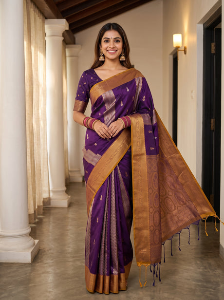 MIMOSA Jamun Saree Saree — front view on mannequin