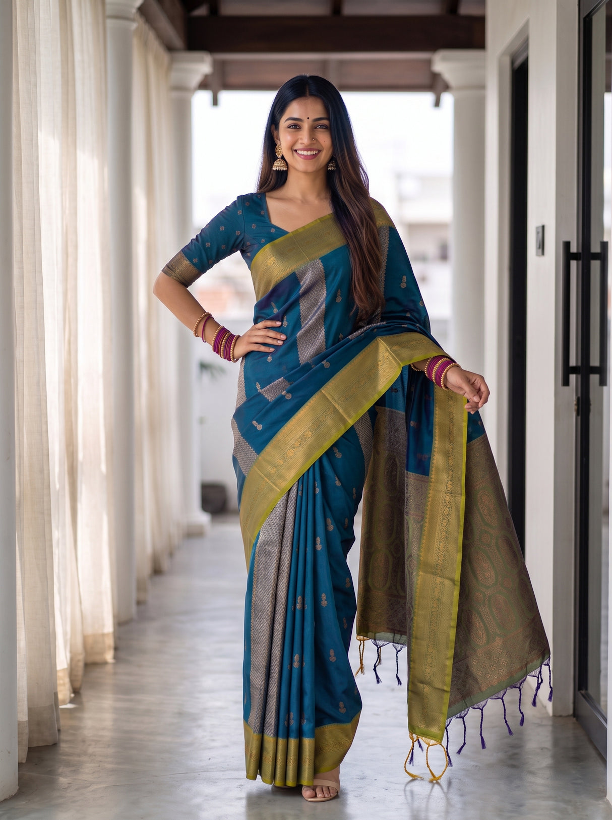 MIMOSA Sapphire Saree Saree — pose 4 styling detail