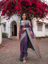 MIMOSA Navy Kanjivaram Art silk Saree — pose 6 styling detail