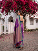 MIMOSA Navy Kanjivaram Art silk Saree — pose 7 styling detail