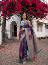 MIMOSA Navy Kanjivaram Art silk Saree — pose 9 styling detail