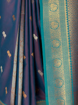MIMOSA Navy Kanjivaram Art silk Saree — fleets shot full lifestyle