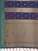MIMOSA Navy Kanjivaram Art silk Saree — pallu and zari work detail
