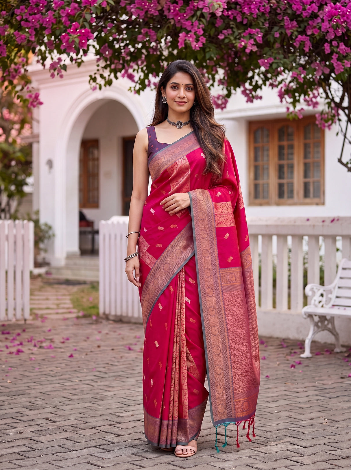 MIMOSA Rani Kanjivaram Art silk Saree — pose 10 styling detail