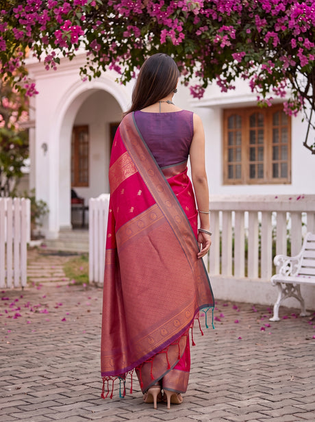 MIMOSA Rani Kanjivaram Art silk Saree — close up of model's face