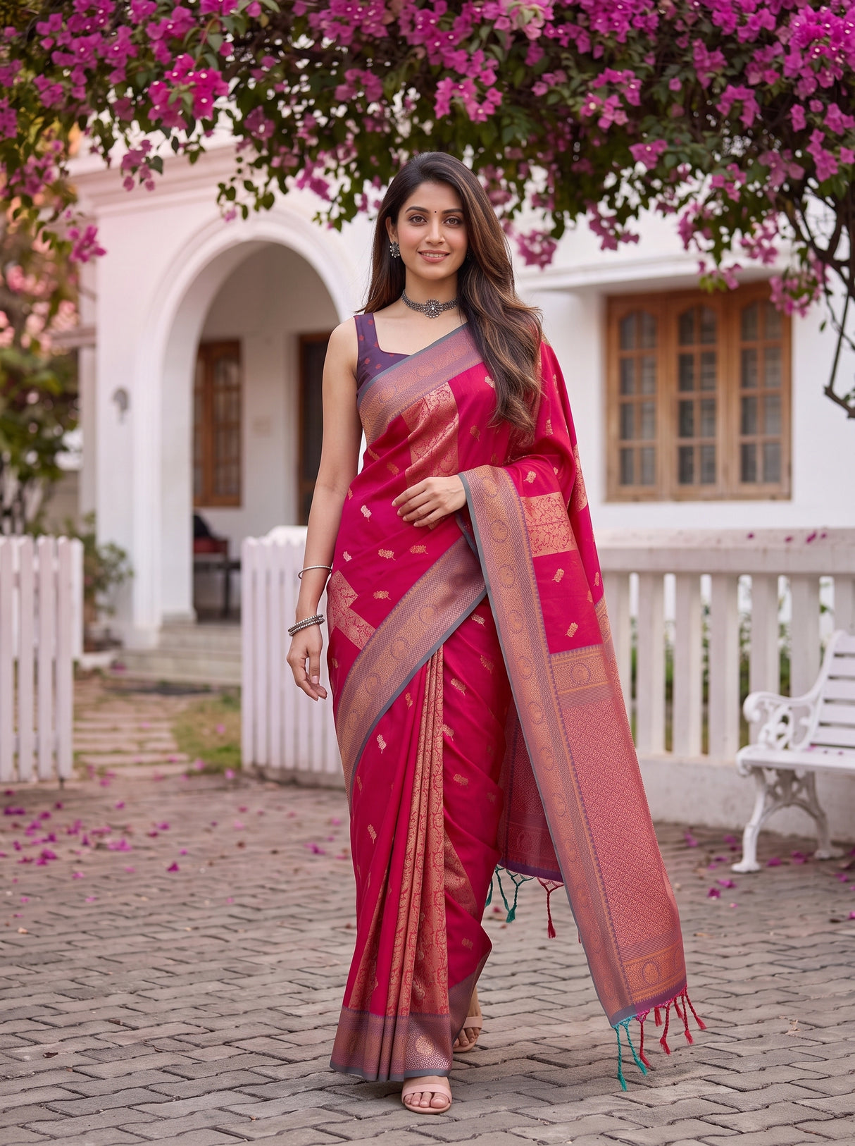 MIMOSA Rani Kanjivaram Art silk Saree — pose 6 styling detail