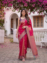 MIMOSA Rani Kanjivaram Art silk Saree — pose 6 styling detail