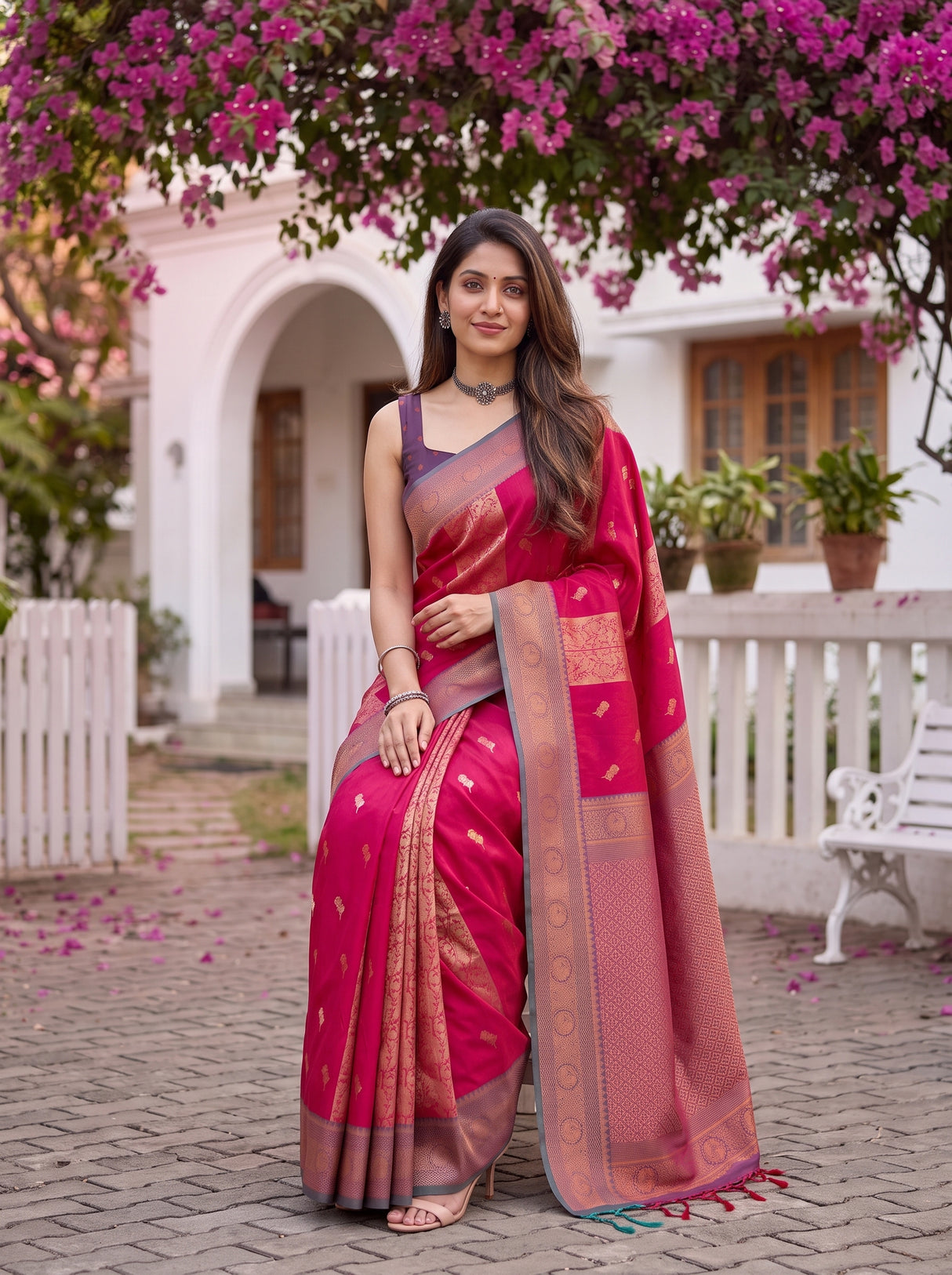 MIMOSA Rani Kanjivaram Art silk Saree — pose 8 styling detail