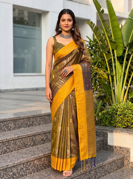 MIMOSA Chiku Saree Saree — front view on mannequin
