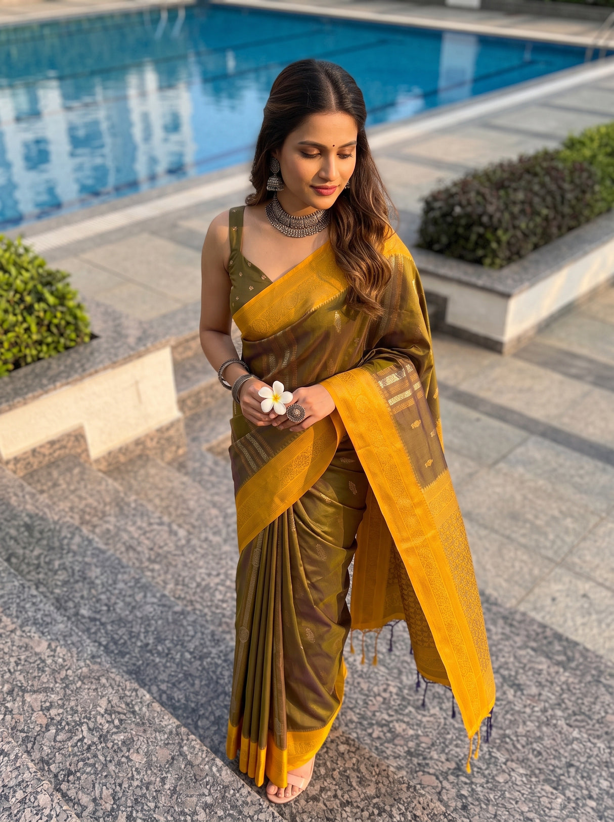 MIMOSA Chiku Saree Saree — pose 9 styling detail