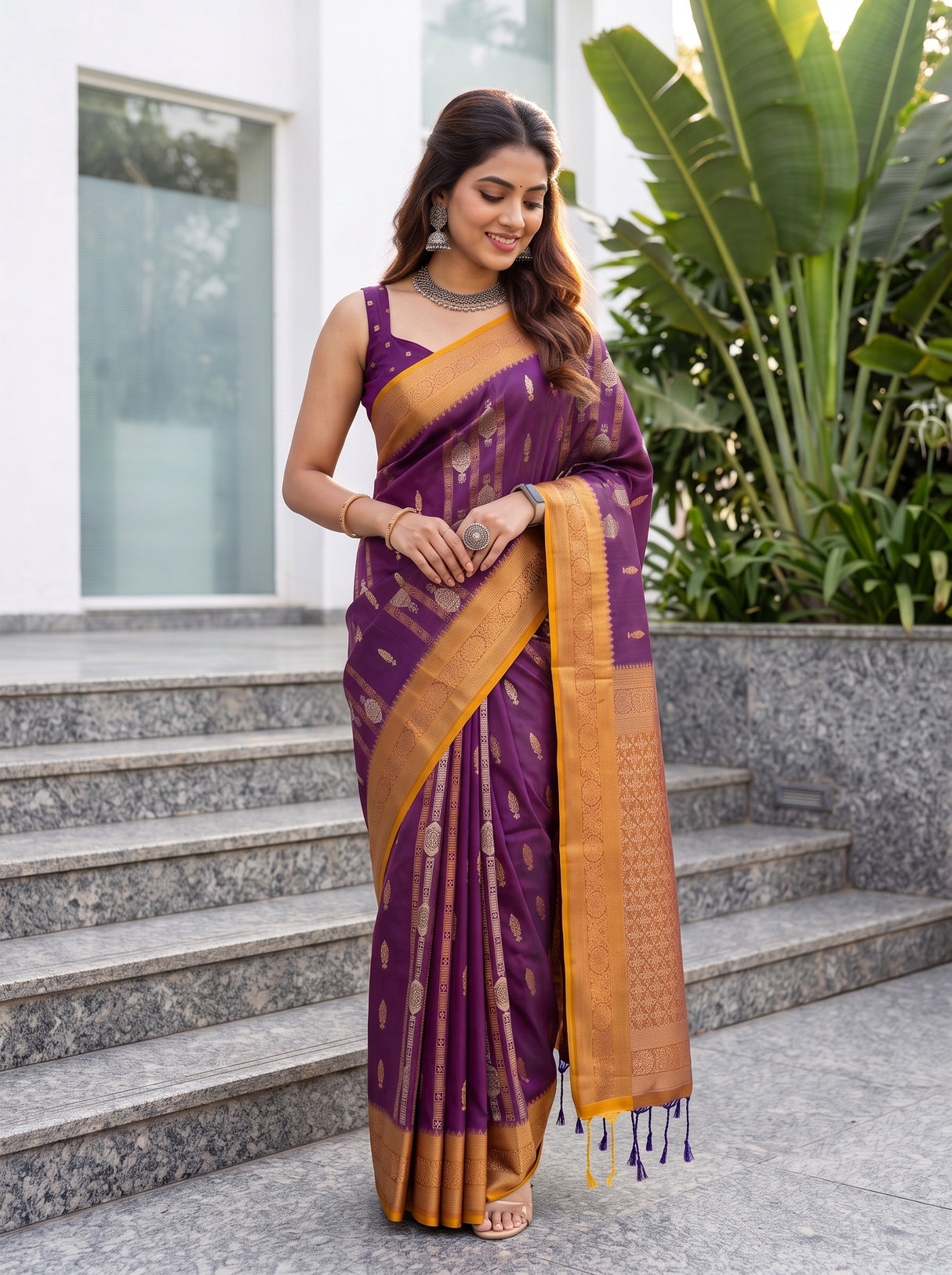 MIMOSA Magenta Saree Saree — pose 10 styling detail