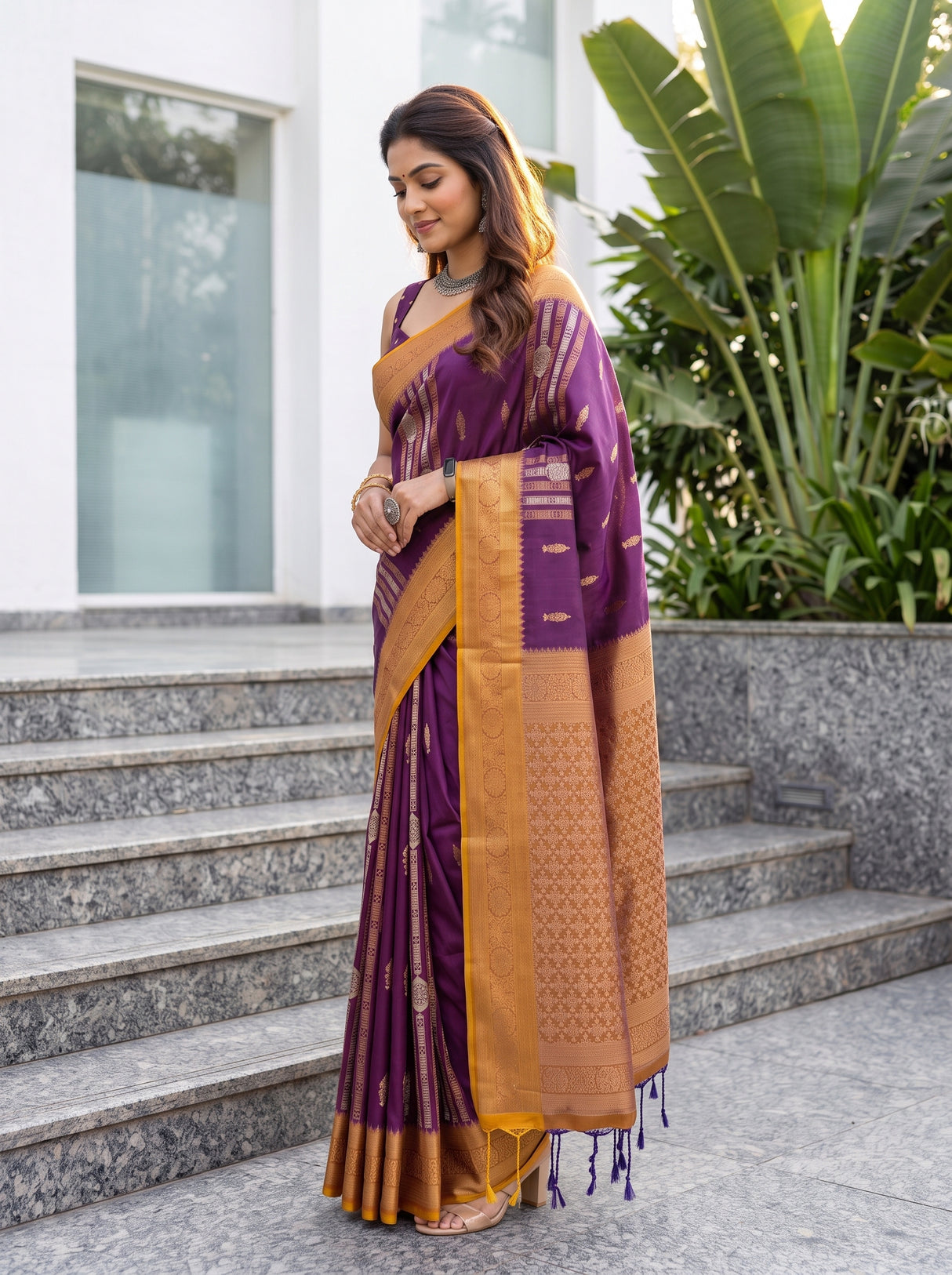 MIMOSA Magenta Saree Saree — pose 3 styling detail