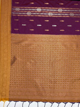MIMOSA Magenta Saree Saree — pallu and zari work detail