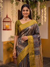 MIMOSA Navy Kanjivaram Art silk Saree — pose 10 styling detail