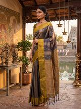 MIMOSA Navy Kanjivaram Art silk Saree — pose 3 styling detail