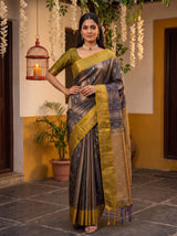 MIMOSA Navy Kanjivaram Art silk Saree — pose 4 styling detail
