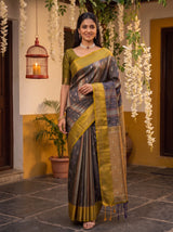 MIMOSA Navy Kanjivaram Art silk Saree — pose 6 styling detail