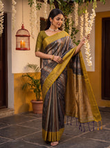 MIMOSA Navy Kanjivaram Art silk Saree — pose 9 styling detail