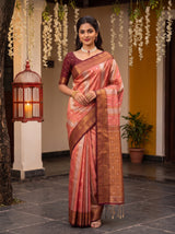 MIMOSA Peach Kanjivaram Art silk Saree — pose 10 styling detail