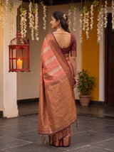 MIMOSA Peach Kanjivaram Art silk Saree — pose 5 styling detail