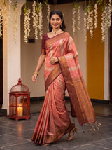 MIMOSA Peach Kanjivaram Art silk Saree — pose 6 styling detail