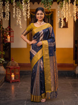 MIMOSA Navy Kanjivaram Art silk Saree — pose 4 styling detail