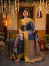 MIMOSA Navy Kanjivaram Art silk Saree — pose 8 styling detail