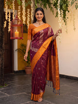 MIMOSA Wine Kanjivaram Art silk Saree — pose 6 styling detail