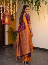 MIMOSA Wine Kanjivaram Art silk Saree — pose 7 styling detail