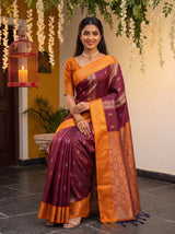 MIMOSA Wine Kanjivaram Art silk Saree — pose 8 styling detail