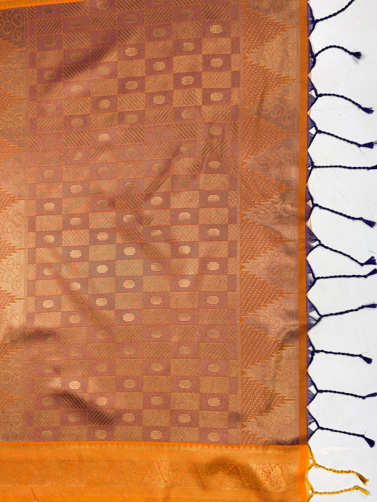 MIMOSA Wine Kanjivaram Art silk Saree — pallu and zari work detail