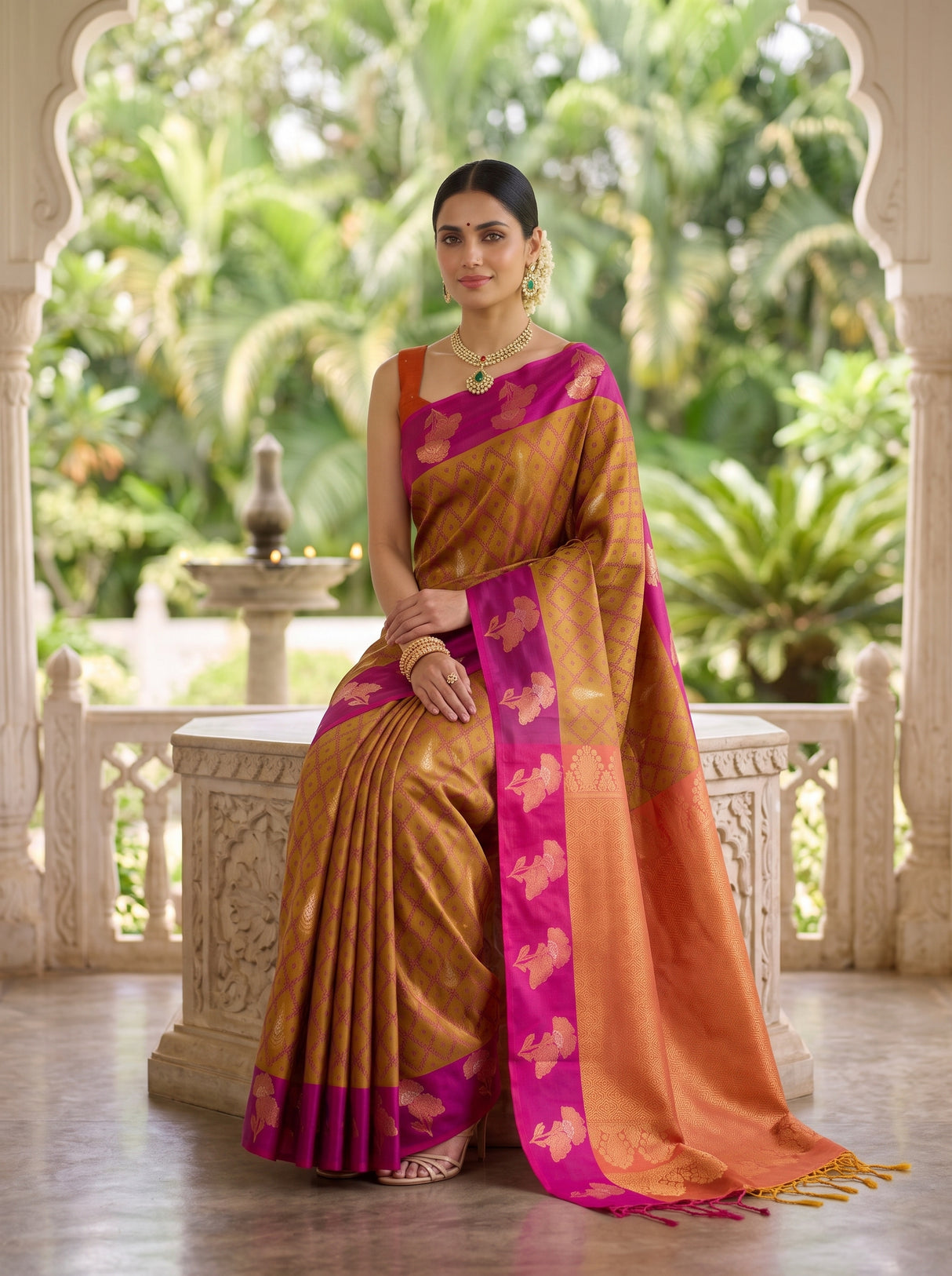MIMOSA Mustard Saree Saree — pose 8 styling detail
