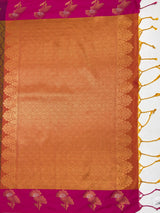 MIMOSA Mustard Saree Saree — pallu and zari work detail