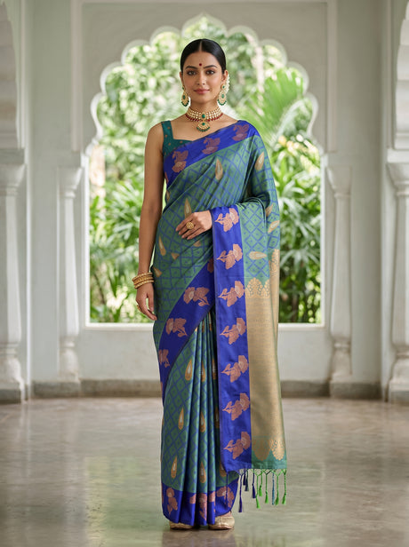 MIMOSA Sapphire Saree Saree — front view on mannequin