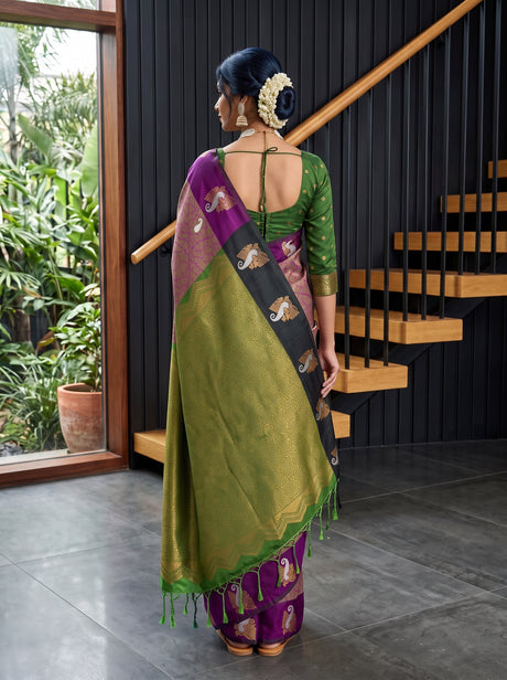 MIMOSA Magenta Saree Saree — pose 2 styling detail