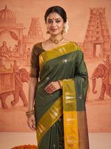 MIMOSA Bottle Green Saree Saree — pose 10 styling detail