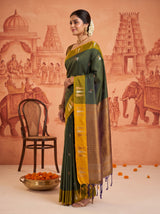 MIMOSA Bottle Green Saree Saree — pose 3 styling detail