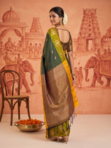 MIMOSA Bottle Green Saree Saree — pose 7 styling detail