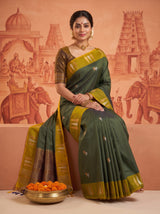 MIMOSA Bottle Green Saree Saree — pose 8 styling detail