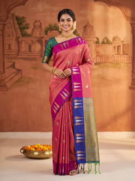 MIMOSA Rani Saree Saree — front view on mannequin